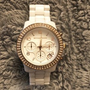 Michael Kors white and rose gold ceramic watch